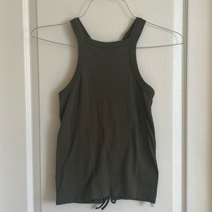 Lace-up Back Ribbed Tank Top